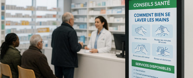 Pharmacies et centres de soins  utiliser l’affichage dynamique pour promouvoir conseils santé et services